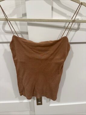 Enza Costa Brown Spaghetti-Strap Tank